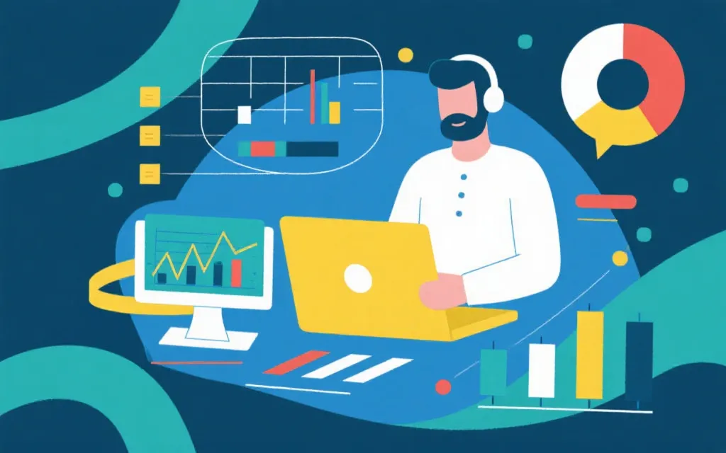 客户支持与数据服务插画